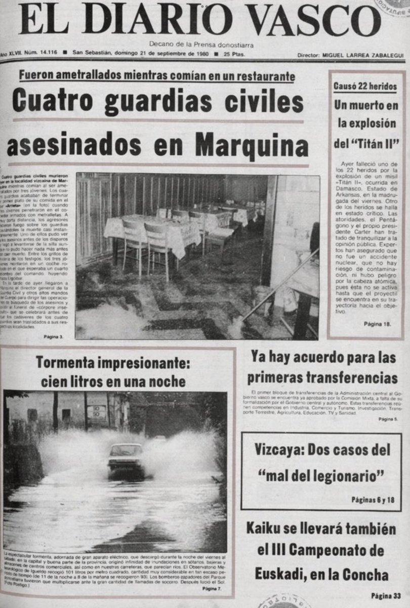 MemorialVT's tweet photo. 20/09/1980. Marquina. Se cumplen 46 años del asesinato por ETA-m del agente @guardiacivil @GCivilPaisVasco ALFONSO MARTÍNEZ BELLAS. Estaba casado y tenía un hijo. Su mujer estaba embarazada. Tenía como destino la 111 Comandancia de Madrid, pero estaba en Vizcaya como refuerzo. https://t.co/5Fe0YJXJ6L