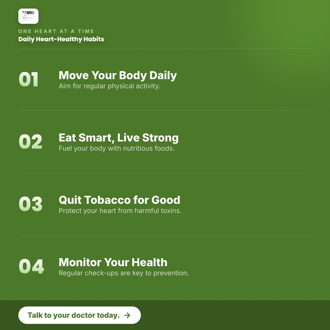 EzcareGlobal's tweet photo. As a Non profit charity NGO egw, we share practical heart-health habits that can support informed choices one day at a time. #HeartHealth #OneHeartAtATime #HealthyChoices #Prevention #WellnessEducation #EZCareGlobal https://t.co/rSmdv7Z2BT