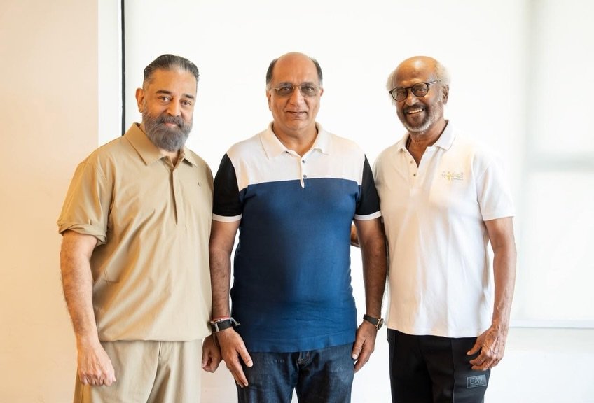 Kamaladdict7's tweet photo. We are honoured to be associated with the LEGENDS for one of the Greatest reunions in Tamil cinema history @homescreenent👏 

#KamalHaasan
#Rajinikanth
#Dharman https://t.co/MzUJZYPiBx