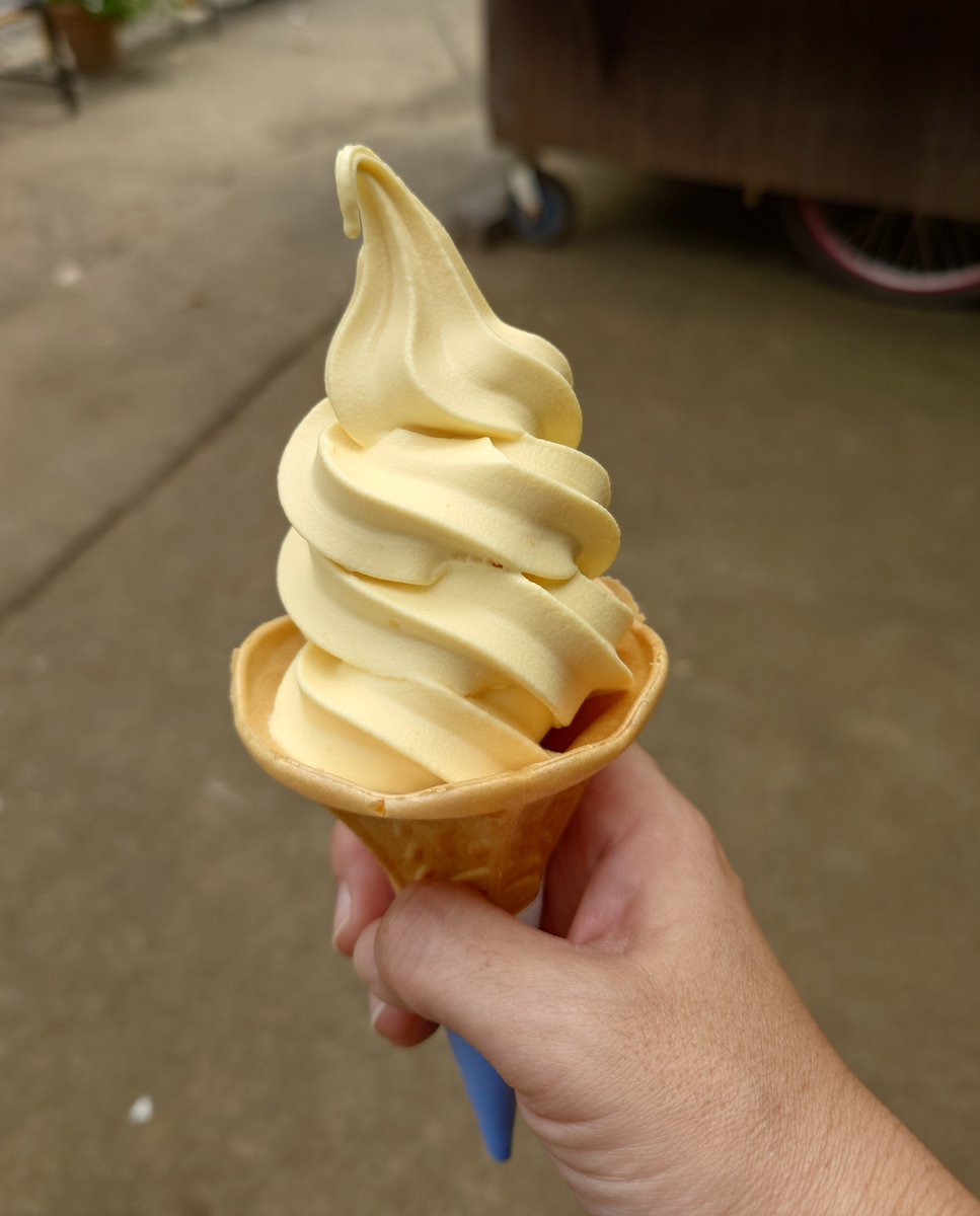 special_tasty's tweet photo. エーキドーパンから少しクルマを走らせ お芋農家さんへ

欲しいさつまいもの特徴を伝え、購入

こちらでもソフトクリームを注文
(限定のイチジクと迷いつつ、サツマイモに)

オレンジ色のサツマイモなのです

こちらもなめらか&amp;風味が良くて美味しかったー♪

ごちそうさまでした！ https://t.co/NVE8uayNP4