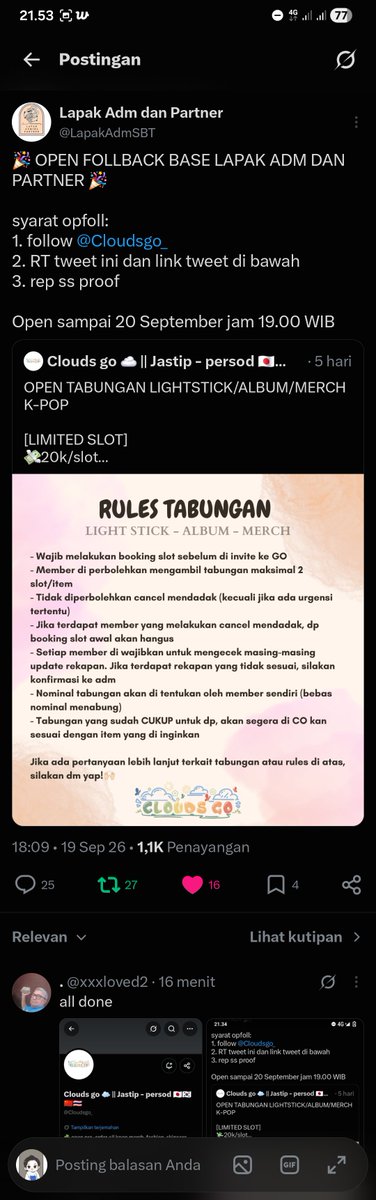 circlejunghwan's tweet photo. @LapakAdmSBT @Cloudsgo_ Done all rules https://t.co/F682T79QTv