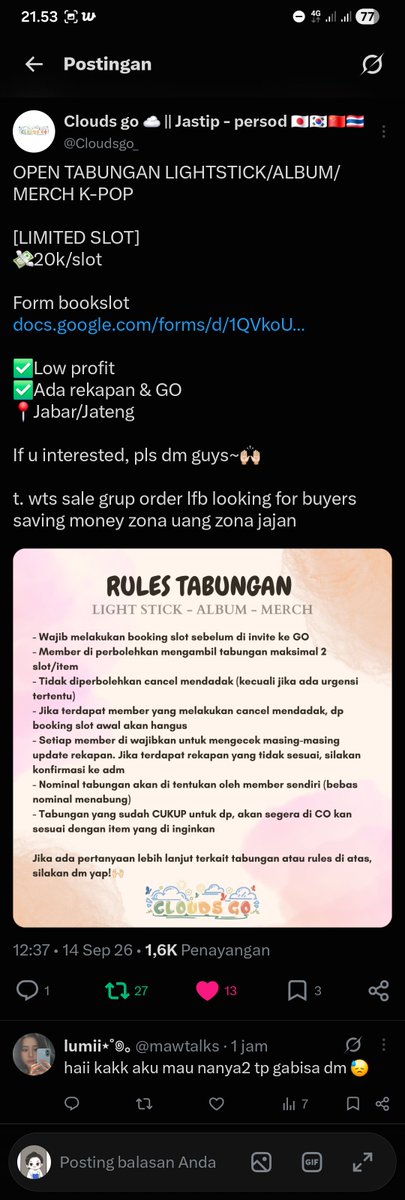 circlejunghwan's tweet photo. @LapakAdmSBT @Cloudsgo_ Done all rules https://t.co/F682T79QTv