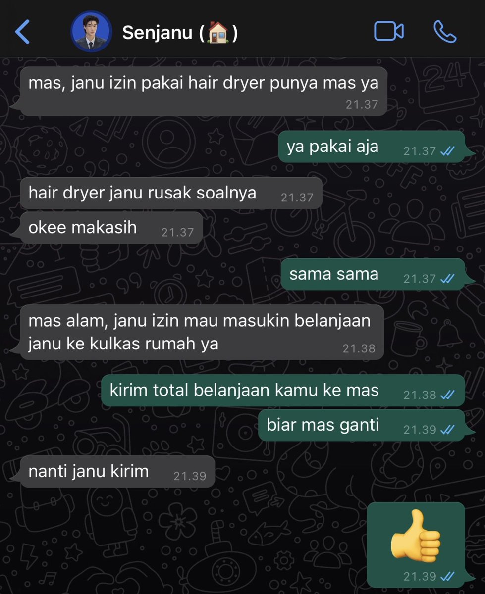 lertkosuemn's tweet photo. 25. Isi chat setelah menikah

from dr. Senjanu Mahatma R1 26 to Senjanu (🏠) https://t.co/ZnSWkkQzO3