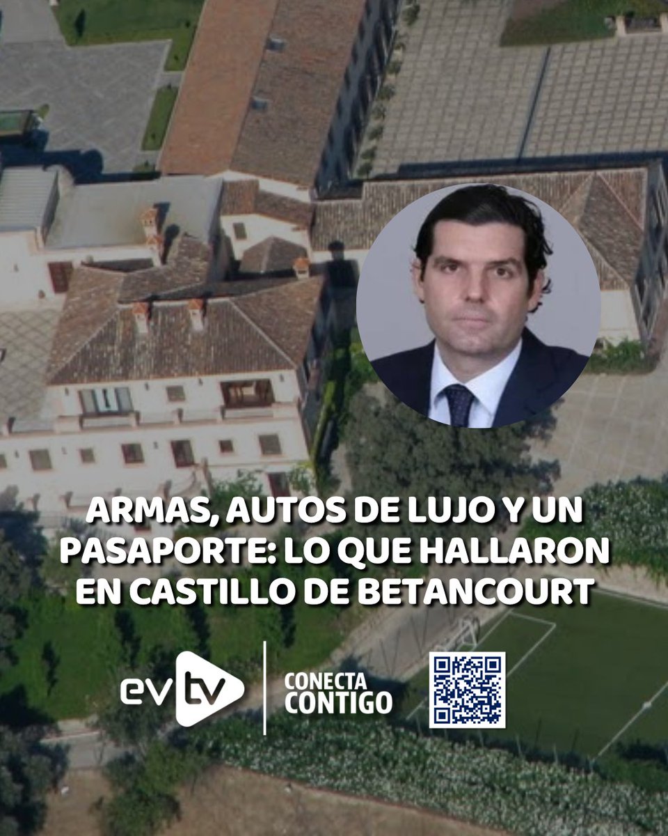 EVTVMiami's tweet photo. 🇪🇸 Armas, autos de lujo y un pasaporte emiratí: lo que hallaron en el castillo de Betancourt

📢 Un registro policial en el Castillo de Alamín, propiedad de Alejandro Betancourt en Toledo, dejó al descubierto cinco vehículos de lujo, 17 armas, tres silenciadores, munición y una tarjeta de residencia de Emiratos Árabes Unidos, según documentos revelados por EL PAÍS.

⚖️ Entre los vehículos había dos Porsche Cayenne, un Porsche con matrícula venezolana, un Ferrari F12 Berlinetta y un Mini Cooper Cabrio. Las 17 armas,13 rifles y cuatro escopetas, estaban sin la documentación correspondiente, de acuerdo con el informe policial.

📌 Betancourt continúa investigado en España por presunto blanqueo de capitales y evasión fiscal. La causa busca determinar el supuesto origen ilícito de fondos vinculados a una investigación sobre PDVSA.

#NoticiasEVTV #AlejandroBetancourt #España