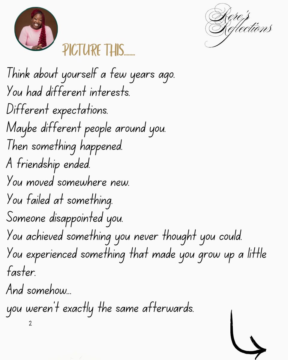 Oluwaranti12974's tweet photo. Sometimes you don't notice you've changed until you look back and realise:
βI wouldn't handle that the same way anymore.β
Maybe that's part of your story too.
πΏ Day 13/100
#100DaysToMeetMyself #SelfDiscovery #MyStory https://t.co/774zYjf81o