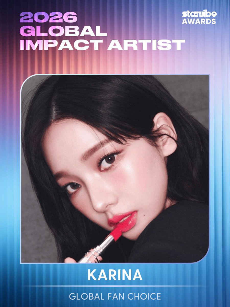 starvibe2015's tweet photo. KARINA — STARVIBE AWARDS ✨

#KARINA is nominated for 2026 Global Impact Artist!

🗳 Ends September 27, 2026 (KST)
🔗https://t.co/Z9yAfDXfYf

🥇 Winner chooses ONE:
🇯🇵 Shinjuku 3D Billboard
🇰🇷 Hongdae Star Picasso VDS × M-Screen
🇹🇭 Bangkok EM District Triple-Screen

#StarVibeAwards #KARINA #카리나