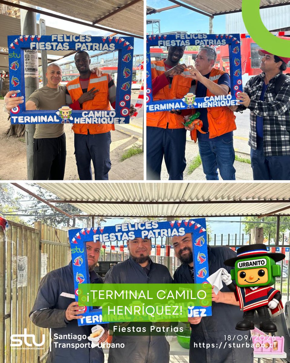 stu_urbano's tweet photo. 🇨🇱🎉 Seguimos compartiendo imágenes de las Fiestas Patrias 2026 en nuestros terminales Álvaro Casanova y Camilo Henríquez. ¡Alegría, tradición y compañerismo en STU! 1/3💚
#STU #BusesRED #BusesEléctricos #RedMovilidad https://t.co/q3yztfzmlN