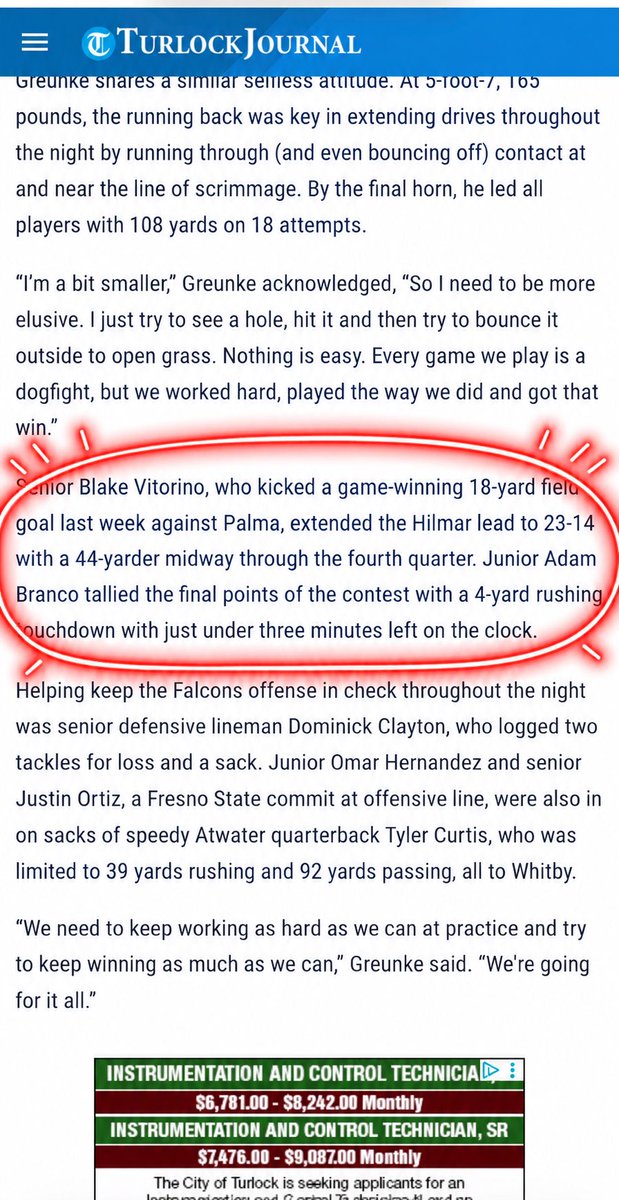VitorinoBlake's tweet photo. Thank you @turlockjournal for the write up!
@ChrisCorrea15 @hilmarfootball @PGregorian @77JustinOrtiz @CohenFelber @Nathan4Ayala @247Sports @Rivals https://t.co/fiCzBurZOh