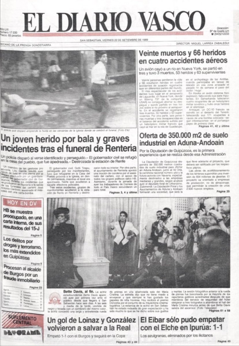 MemorialVT's tweet photo. 20/09/1989. Rentería. Se cumplen 37 años del asesinato del cartero @Correos JOSÉ ANTONIO CARDOSA MORALES. Resultó muerto al estallar una carta-bomba que introducía en el buzón de un militante de HB. Le estalló y alcanzó de lleno, dejándole el cuerpo destrozado. https://t.co/Mv6w001VrW