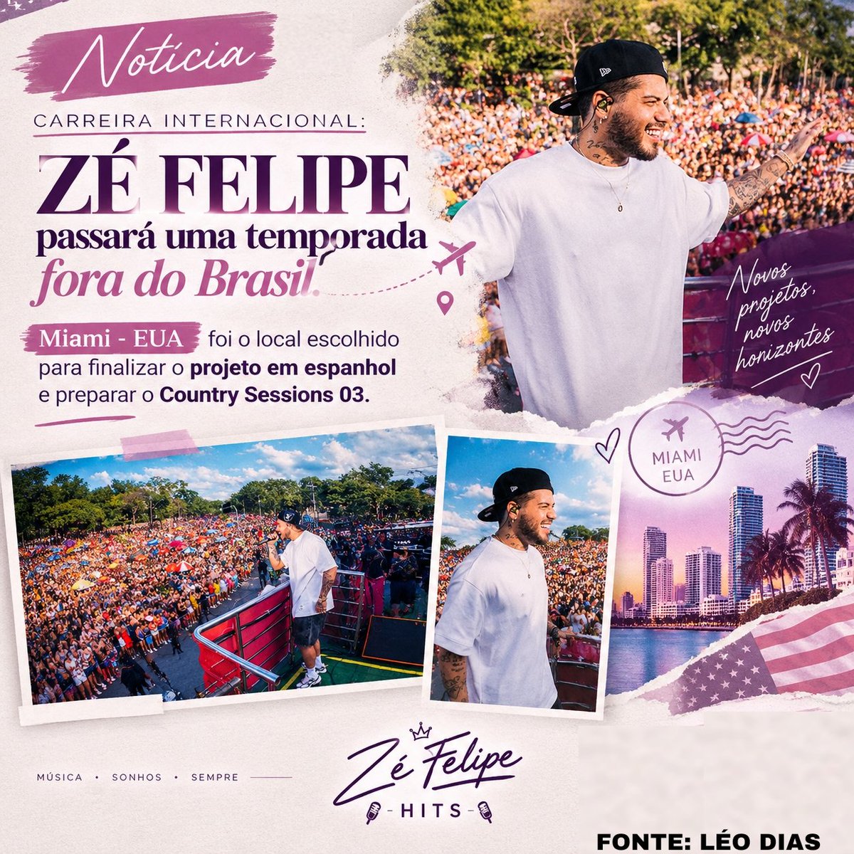 zefelipehits's tweet photo. CARREIRA INTERNACIONAL! Zé Felipe passará uma temporada fora do Brasil. Miami - EUA foi o local escolhido para finalizar o projeto em espanhol do cantor, e preparar o álbum Country Sessions volume 03. 

Fonte: leodias 

#Zefelipe #zefelipecantor https://t.co/xYNbFdUT0d