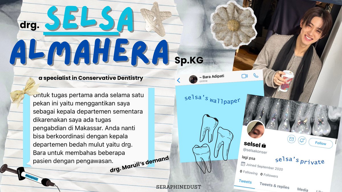 seraphinedust's tweet photo. #keonhyeon short au

when selsa almahera (sh) as new drg spesialis konservasi gigi di RSGM harus berhadapan dan jadi main victim dari bara adipati (kh), kepala dept. bedah mulut yang terkenal keras dan galak https://t.co/6bM7BCmsLa