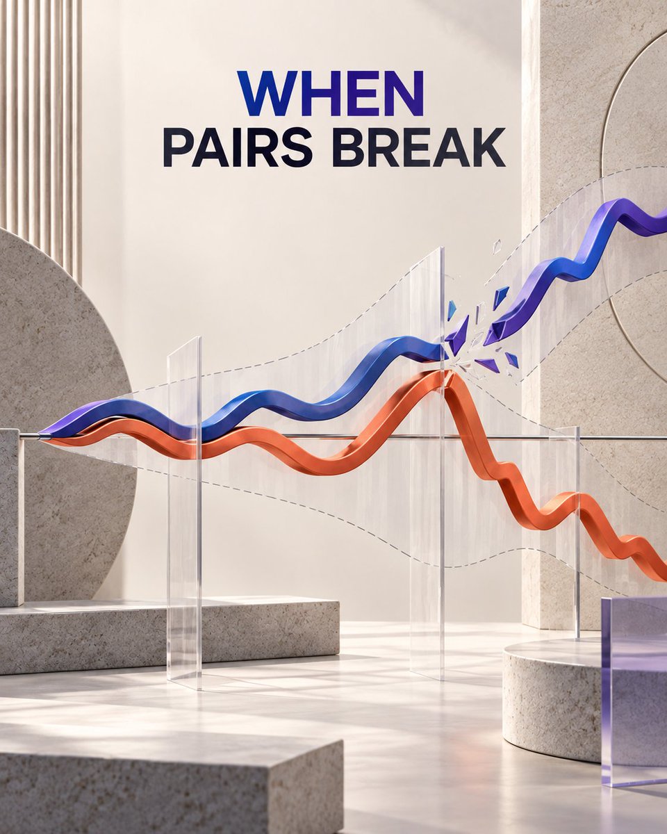 KAELAI003's tweet photo. Pairs trading assumes a relative-price relationship will recover. Mergers, regulation or business changes can create a new equilibrium instead. The critical skill is recognizing when divergence is structural. https://t.co/yfpIBAbtPi #StatisticalArbitrage #TradingRisk https://t.co/9ahODjQf6Q