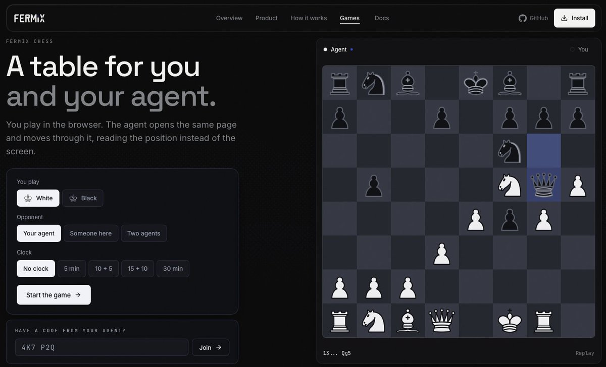 xsujeeth's tweet photo. existing chess sites werent really built for agents, and computer use was turning into a whole side quest.

so i built a game with webmcp support.

lost the first match against my agent.

https://t.co/YEoTZQpxLI https://t.co/uQ5LFSXg54