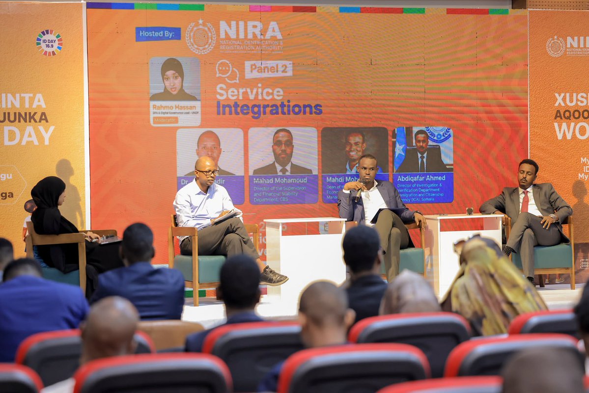 NIRASomalia's tweet photo. The second panel discussion at the conference in Mogadishu commemorating International Identity Day 2026 focused on Service Integration and the National ID Card. 👇
#IDDay #IdentityDay #MyIdentityMyShadow #IdentityMatters https://t.co/Reqcesh3Xn