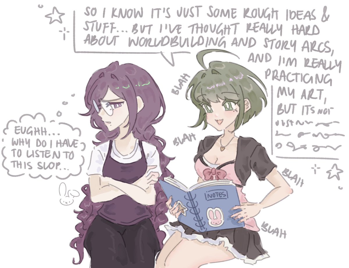 tabunniis's tweet photo. tokomaru non-despair au where toko is forced to listen to komaru talk abt her manga ideas .. 

#tokomaru #danganronpa https://t.co/abbnEuAQNl