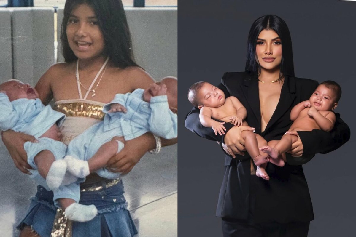 The_FJC's tweet photo. At 10 years old, she took a picture holding her newborn twin brothers.

20 years later, she recreated it holding her own twin daughters.

Sometimes life really does come full circle. ❤️ https://t.co/4lfanGu6JZ