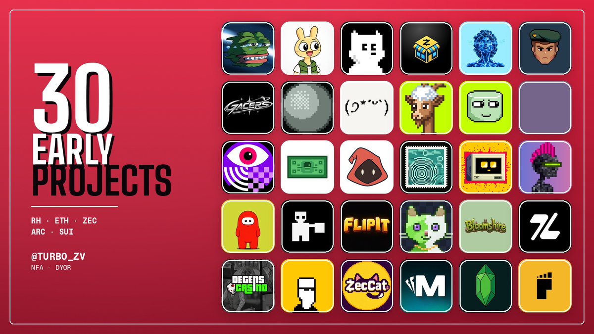 Turbo_zv's tweet photo. 30 early/upcoming NFT projects.

Bookmark this and position yourself early.

@7thegoat - RH
@artmachinexyz - RH
@marshieshood - RH
@ghouls_hood - RH
@ChromaGlitchy - ETH
@FedProtocol - RH
@ArcHushlings - ARC
@sigilartnft - ARC
@chestrh - RH
@LilBuds_RH - RH
@BITFOOTS_ - ZEC https://t.co/UWnb2POHvA