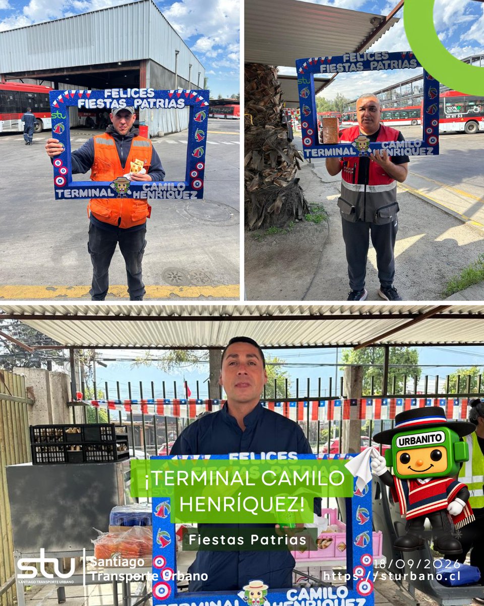 stu_urbano's tweet photo. 🇨🇱🎉 Seguimos compartiendo imágenes de las Fiestas Patrias 2026 en nuestros terminales Álvaro Casanova y Camilo Henríquez. ¡Alegría, tradición y compañerismo en STU! 💚2/3
#STU #BusesRED #BusesEléctricos #RedMovilidad https://t.co/QeDTONqTGp