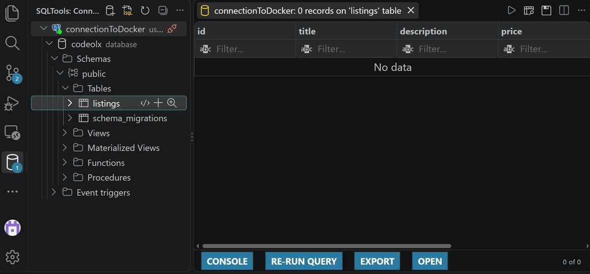 ankitsinghtwt's tweet photo. Day 4: Golang monolith mastery by @codersGyan 

Key takeaways:

1. Spin up postgress in docker desktop.

2. Use SQLTools extension for viewing it in my vscode.

Later, I'll go with Neon.

https://t.co/tjVDLvE7Ih https://t.co/8UUbxLuj7p