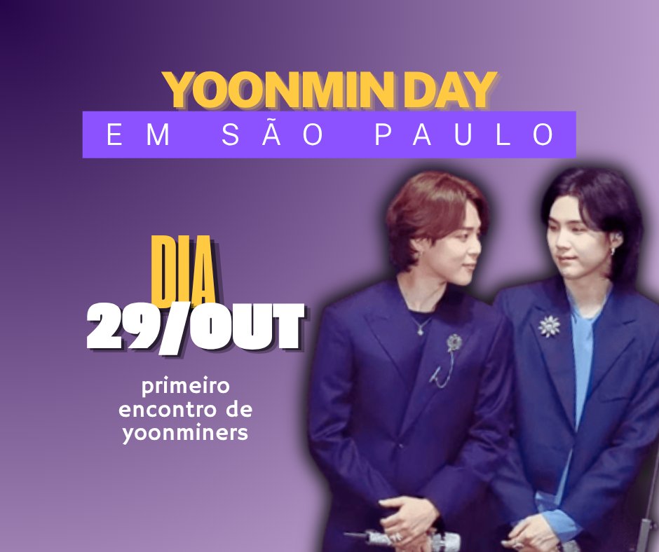 yoonminspace's tweet photo. POIS ANOTEM O DIA QUE VEM AÍ 🗣️🗣️

Dia 29/10 vai rolar sim um encontro de yoonminers em São Paulo.Tem yoonminas organizando tudo e viemos explanar pra vocês poderem comparecer. Fiquem ligados que em breve terão mais atualizações sobre esse encontro pra falar muito de yoonmin 🤍🫂 https://t.co/zyMyo9QRuQ