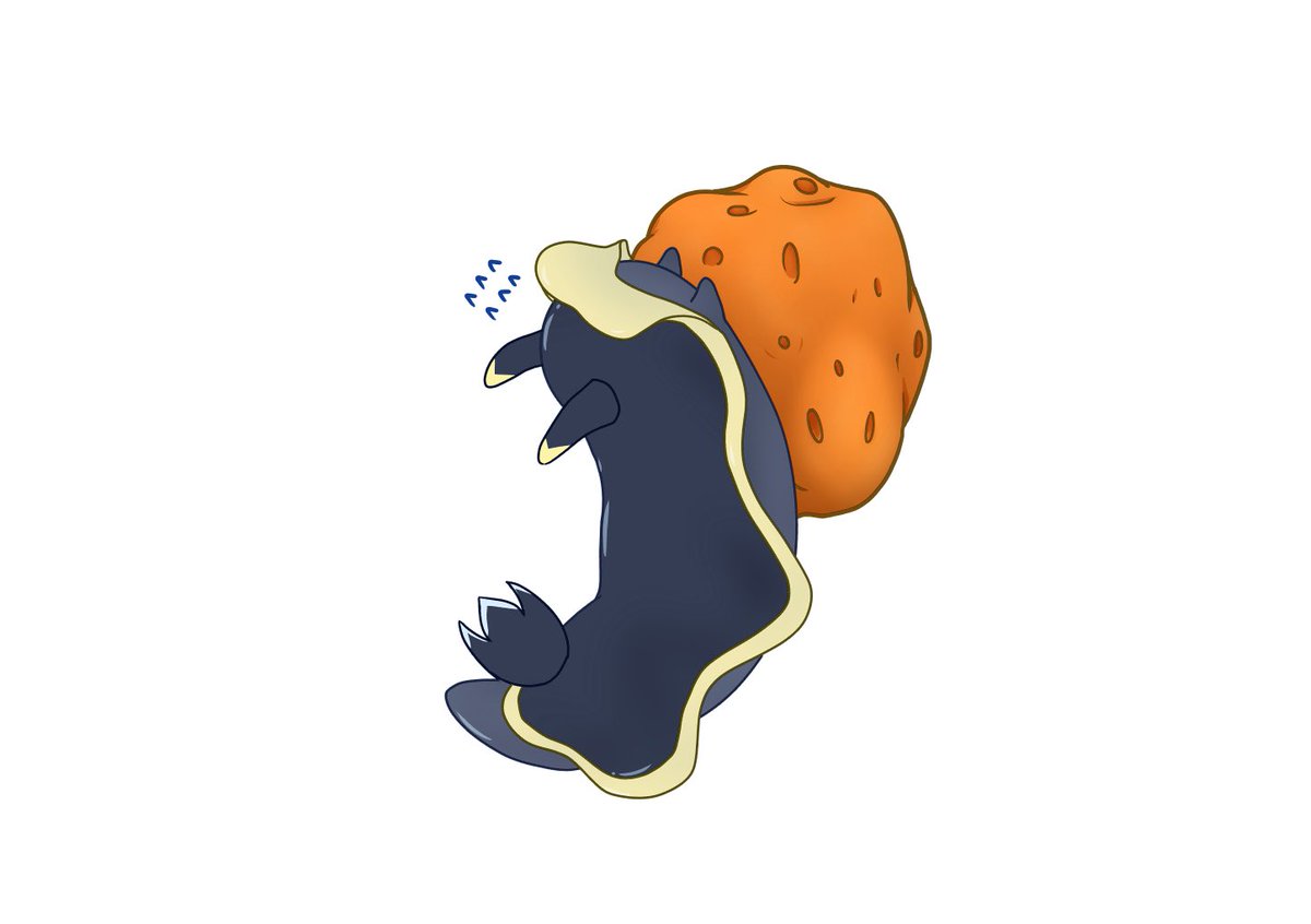 tsukouta_lab's tweet photo. エサのダイダイイソカイメンにぶら下がるクロシタナシウミウシ
グッズ用で描いてみたんだけど、あのむっちり具合をうまく表現できたんじゃなかろうか https://t.co/8EOfs5M6xu