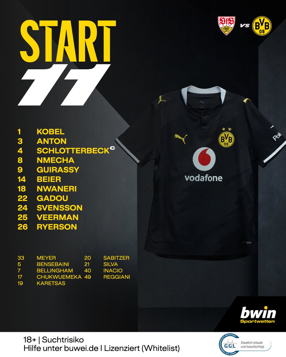 BVB's tweet photo. ⬛️ Die BVB-Starter am Neckar! ⬛️ 

#VFBBVB https://t.co/8bbnire5Wx