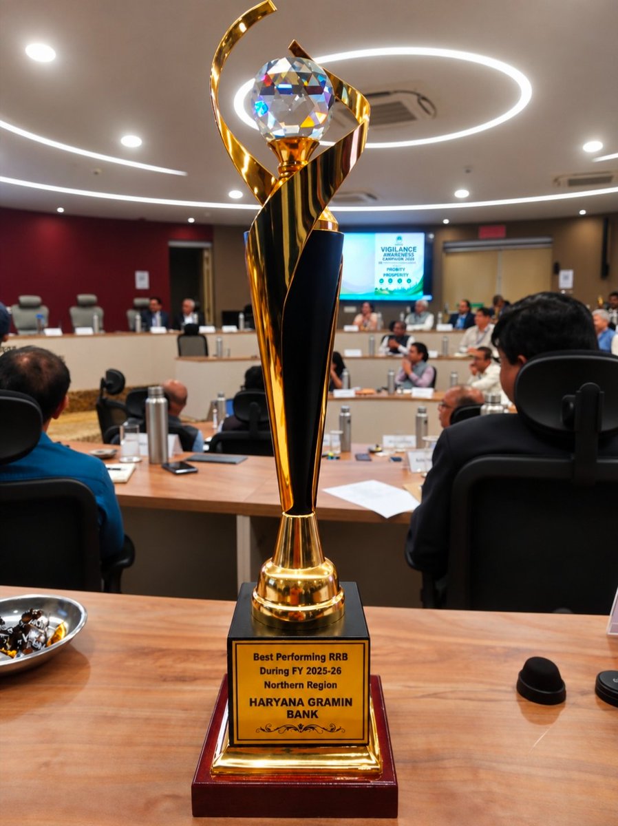 TheOfficialHGB's tweet photo. Haryana Gramin Bank has been recognised by NABARD as the “Best Performing RRB – Northern Region” for FY 2025–26 at the RRB Review held at BIRD, Lucknow.

The prestigious award was presented by the Hon’ble Chairman, NABARD.

#HGB #NABARD #BestPerformingRRB #RRBReview https://t.co/5Zm8aWZG8B