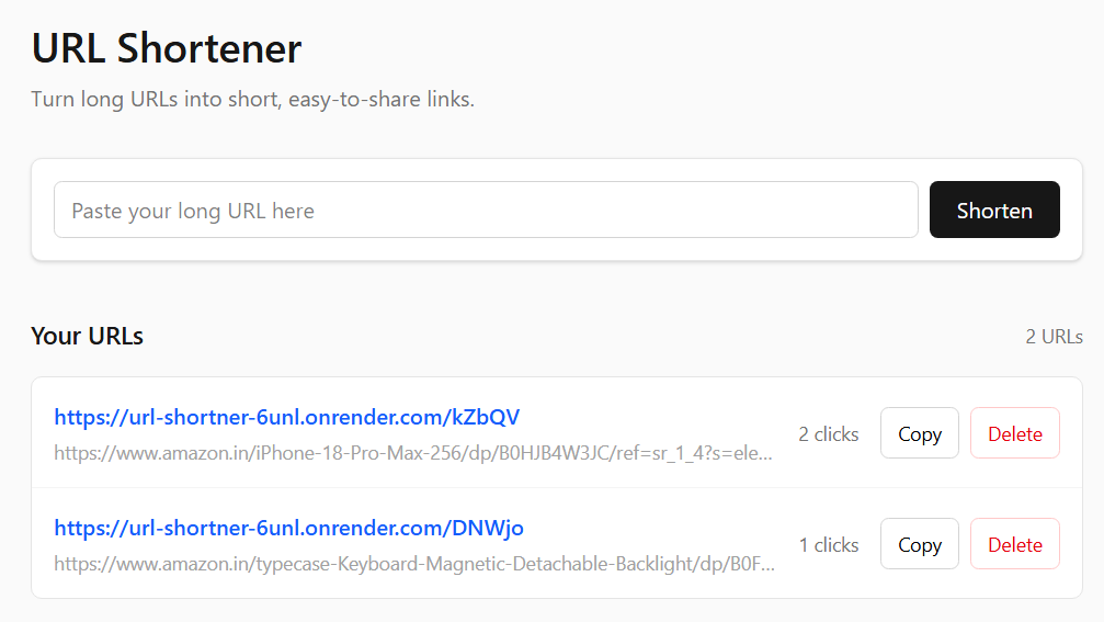 Sahana107450923's tweet photo. Built and deployed a full-stack URL Shortener using MERN 🚀

React.js • Node.js • Express.js • MongoDB • Axios • Vite • Tailwind CSS

Live: https://t.co/dnj8s3ABc0
GitHub: https://t.co/tkMjGFu7cM
#MERN #ReactJS #NodeJS #MongoDB #FullStack https://t.co/9zrWUQrruS