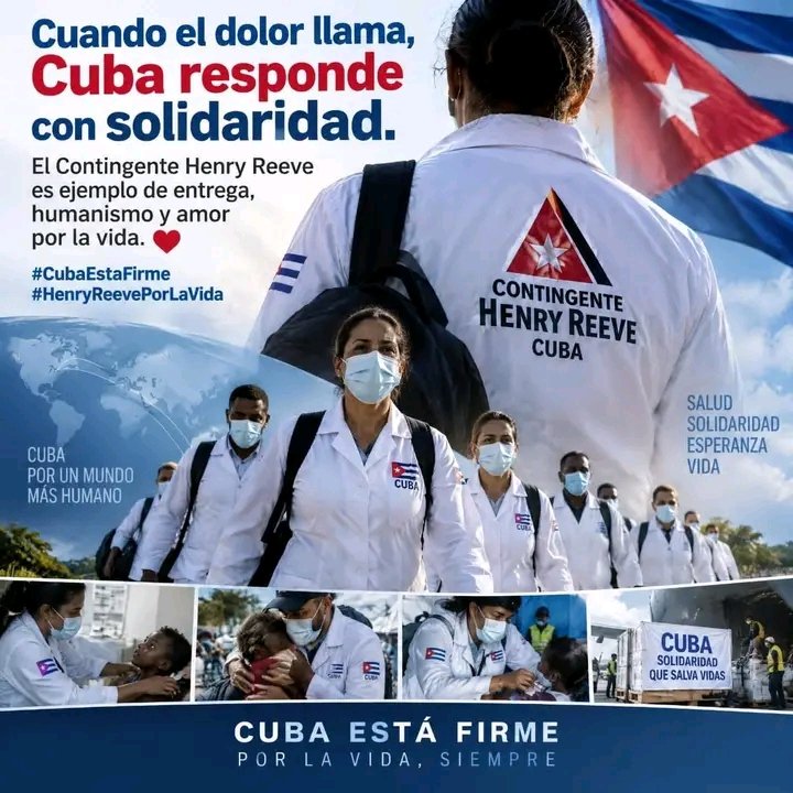 LAR_2025's tweet photo. 🩺❤️ Henry Reeve es el rostro de una Cuba solidaria, internacionalista y profundamente humana. ¡Seguimos haciendo historia! 🇨🇺🌎
#CubaCoopera #HenryReevePorLaVida https://t.co/Xfp7NjL7IO