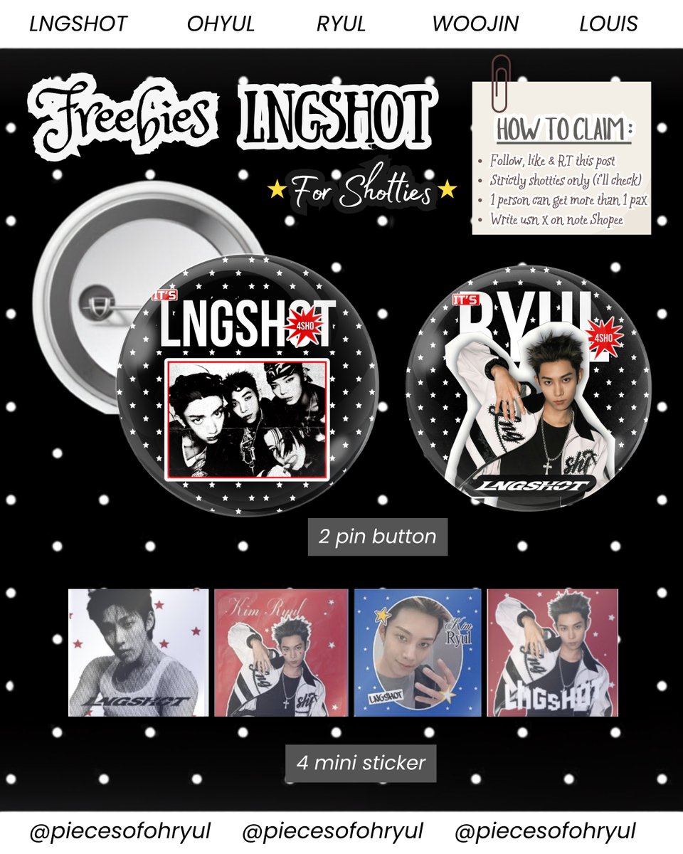 piecesofohryul's tweet photo. ✮⋆˙ FREEBIES LNGSHOT ˙⋆✮
─ by @piecesofohryul <𝟑 .ᐟ

how to claim :
✰ RT &amp; like this post
✰ STRICTLY SHOTTIES ONLY .ᐟ
✰ 1 person can get more than 1 pax (bebas co)
✰ write usn x on note shopee
✰ DM for trade

⭑CO via 🍊 (no refund)
⭑ drop link 20.9 (20.00 WIB) https://t.co/fltSetJxtY