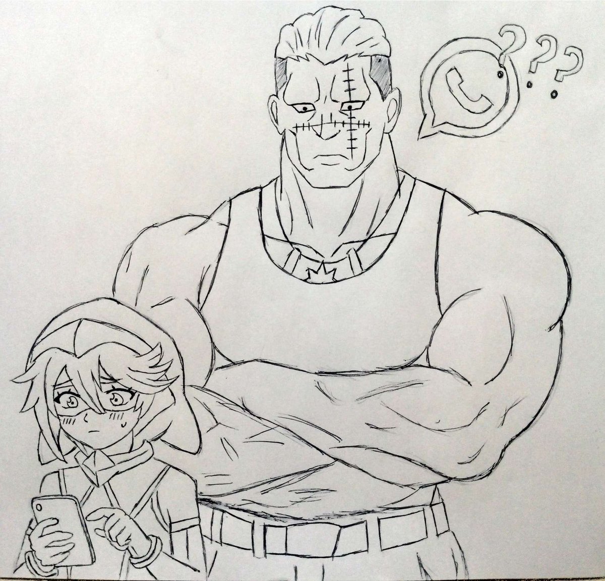 nombrealeator13's tweet photo. Hoy en garabatos feos: Teru Momijiyama de SHY ayuda a Creed Deckard de Undead Unluck a descargar Whatsapp porque no entiende las redes porque esta viejo (?) https://t.co/8yNC8m6RX9