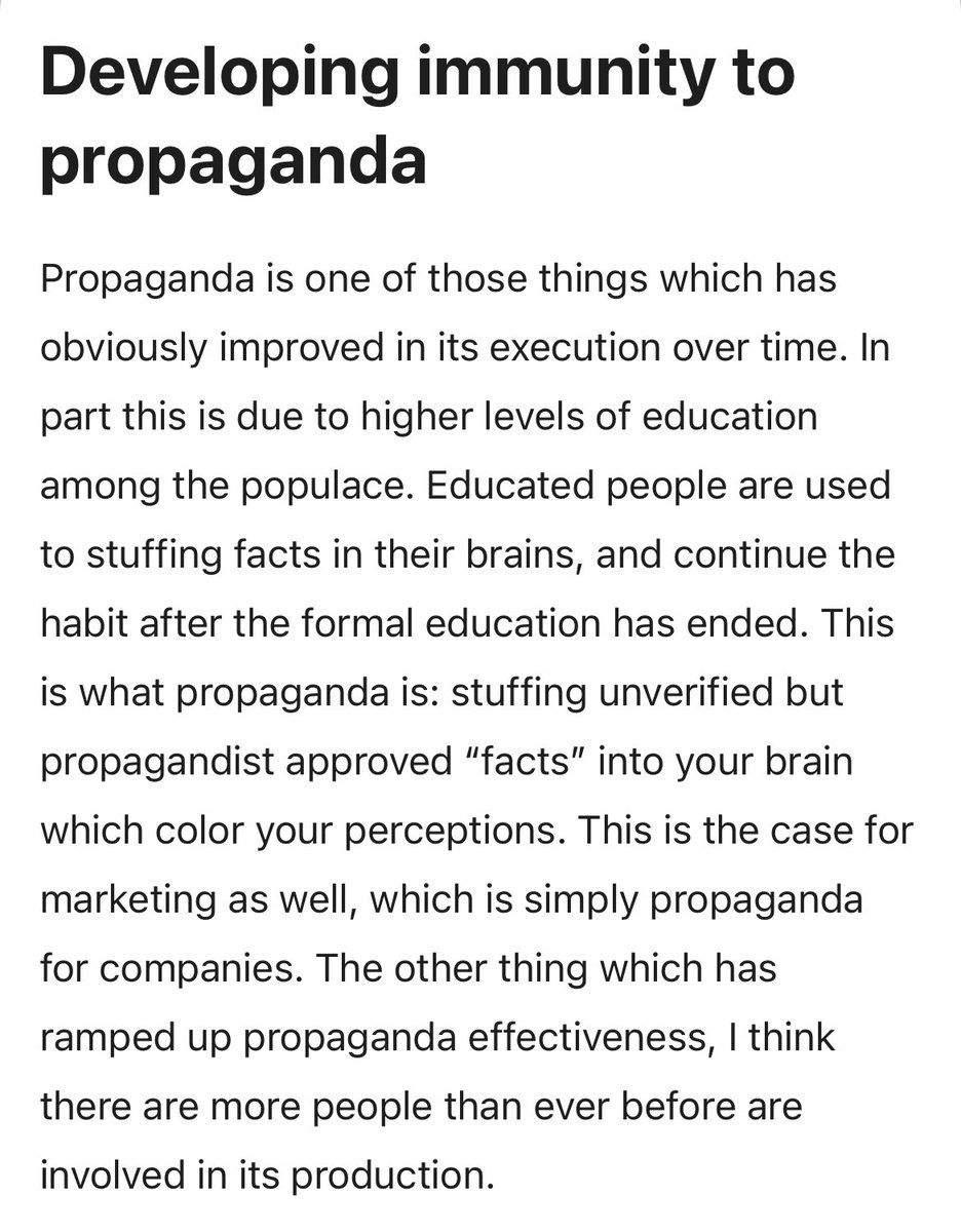 bronzeagemantis's tweet photo. Very good new Locklin article on propaganda. Crazy number: “Bureau of Labor and Statistics reports about 50,000 reporters versus 6 million people directly employed as PR or marketing people, not including those in government work. 120:1 ratio at least, probably more like 10000:1 if you only count reporters who are interested in something resembling objective reality.”

https://t.co/BUlC9v2RhL