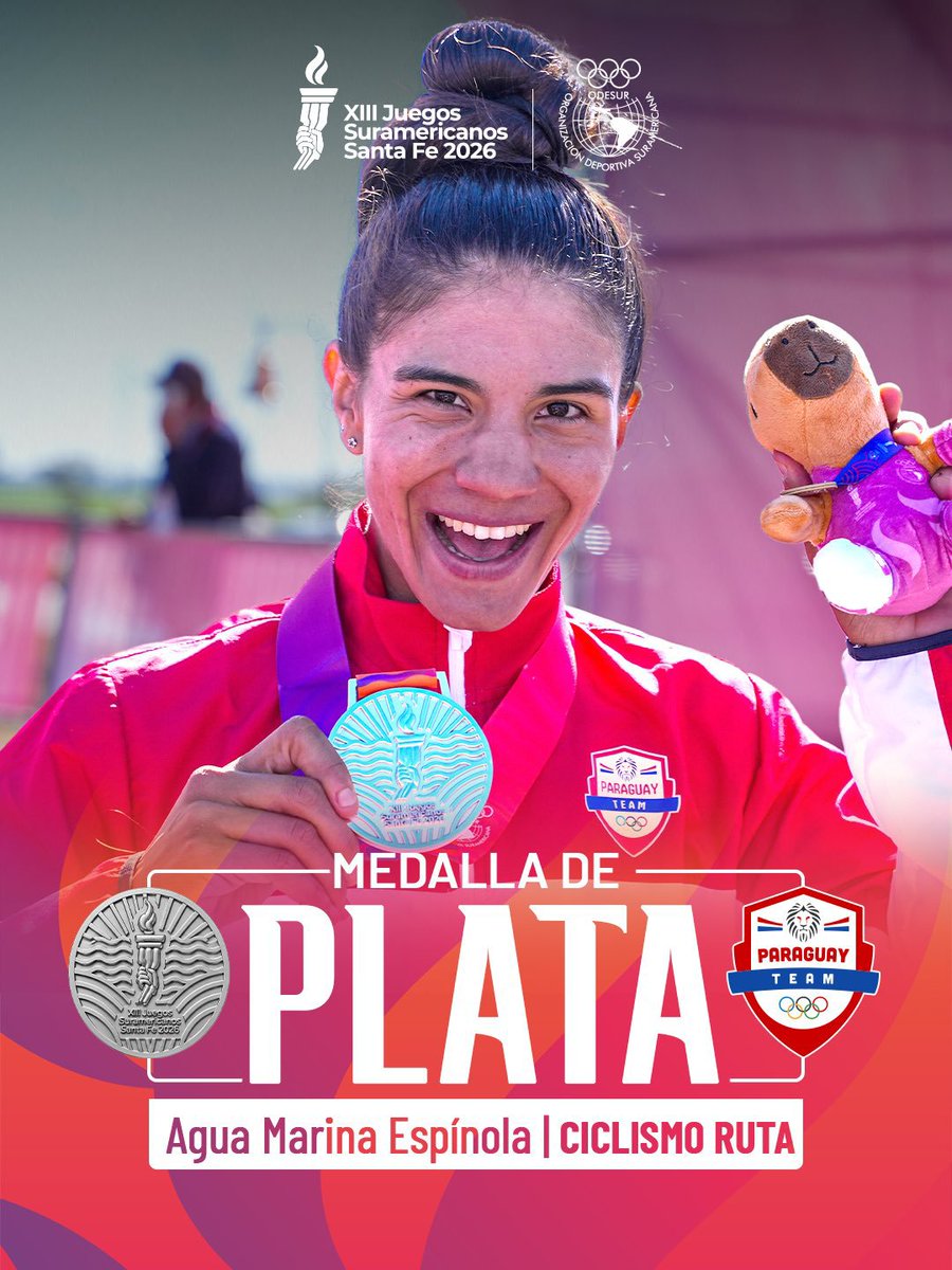 AllSportsPy's tweet photo. #SantaFe2026🇦🇷:
!Medalla de Bronce🥉 para Veronica Chavez🇵🇾 en E-Sports (EA FC FEM)!.

!Medalla de Plata🥈 para Agua Marina Espinola🇵🇾 en Ciclismo de Ruta (Contrarreloj FEM)!.

🇵🇾 en #SantaFe2026: 0🥇/2🥈/4🥉
🇵🇾 en JS: 169🏅 (27🥇/66🥈/76🥉) https://t.co/8AOqD3DjIk