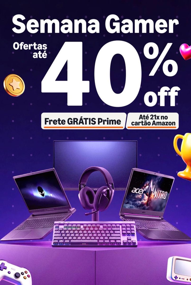 foqueinaspromoz's tweet photo. 👀 A Semana Gamer chegou na Amazon, com até 40% OFF em produtos selecionados. 

Confira os itens participantes: https://t.co/BPrcQ3RjsX #cupom #jogos https://t.co/0F2jr0BReZ