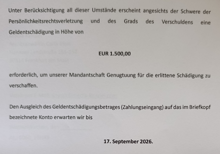 Haintz_MediaLaw's tweet photo. Die sog. Klimaaktivistin @Luisamneubauer hat offenkundig zu wenig Geld und verlangt hier von unserer Mandantschaft 1500 € für eine Beleidigung mit 3 Aufrufen auf X. 
Ob irgendjemand außer Ihrer Anwältin den Beitrag zur Kenntnis genommen hat, darf bezweifelt werden.

Die Grundsätze der Geldentschädigung sind offenkundig nicht gegeben. Aber Neubauer findet immer wieder wohlgesonnene rot-grüne Richter, die ihr Geld zusprechen.
