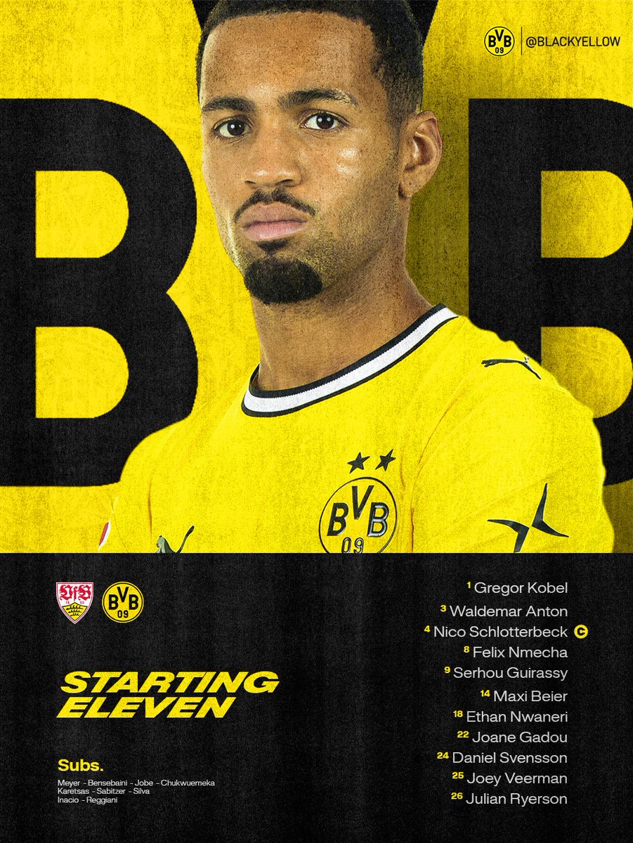 BlackYellow's tweet photo. 🚨 STARTING XI VS STUTTGART 🚨 https://t.co/yDPsCgOtxA