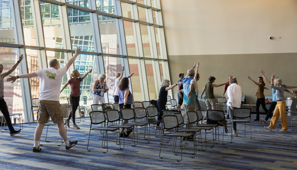 WorldPDCongress's tweet photo. Movement was everywhere at #WPC2026! 💪 Exercise and wellness were a major focus, celebrating the many ways to stay active and live well with Parkinson’s. 💜 #Parkinsons #ExerciseAndPD https://t.co/Zsc7YvFNO7