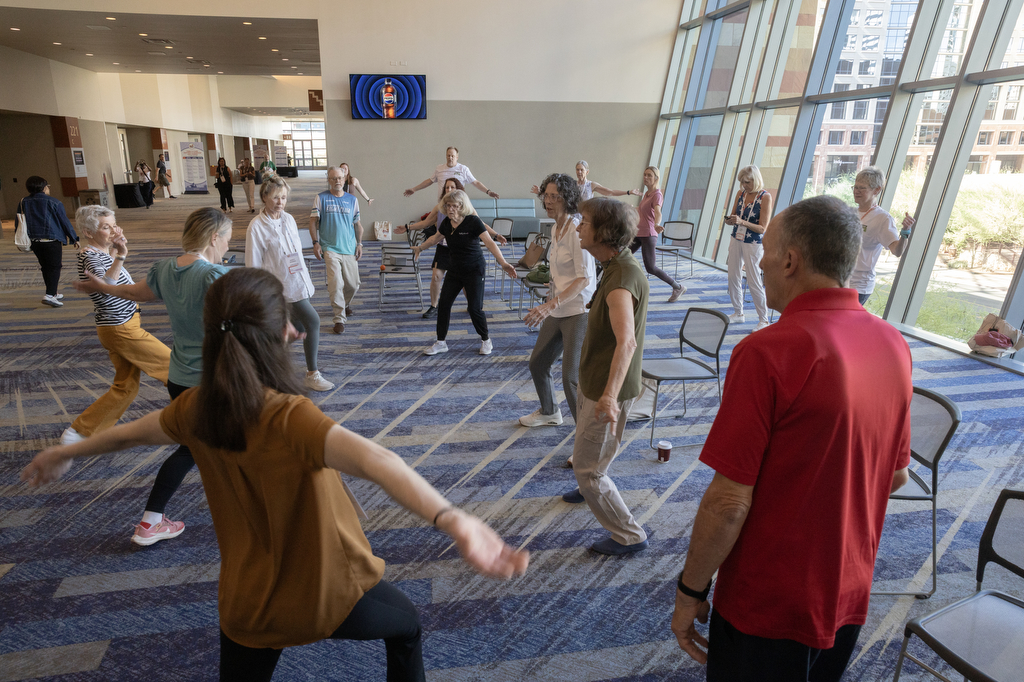 WorldPDCongress's tweet photo. Movement was everywhere at #WPC2026! 💪 Exercise and wellness were a major focus, celebrating the many ways to stay active and live well with Parkinson’s. 💜 #Parkinsons #ExerciseAndPD https://t.co/Zsc7YvFNO7