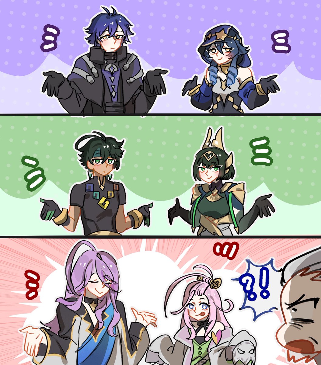 KIVartx's tweet photo. Characters who look like siblings but aren't. #genshinimpact https://t.co/56lMjJbGGi