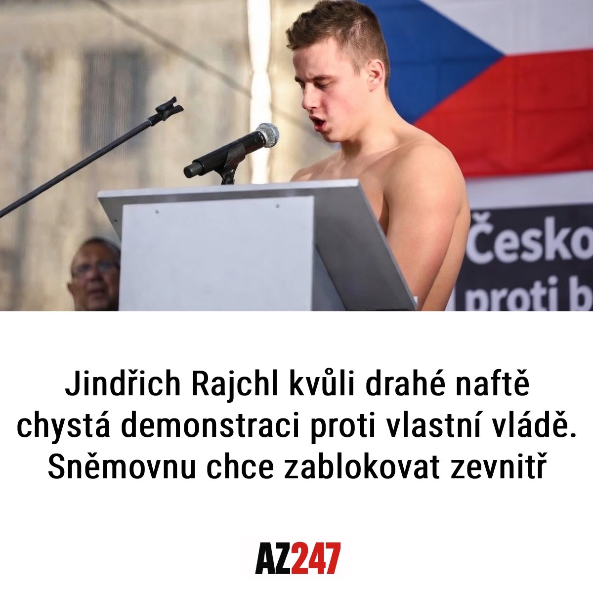 az247cz's tweet photo. „Analytici z Cuckoldbergu spočítali, že pokud se trend nezmění, bude litr nafty do Vánoc stát 150 korun,“ varuje Rajchl. https://t.co/iS7CwY9DDT https://t.co/1UiWsAuK7w