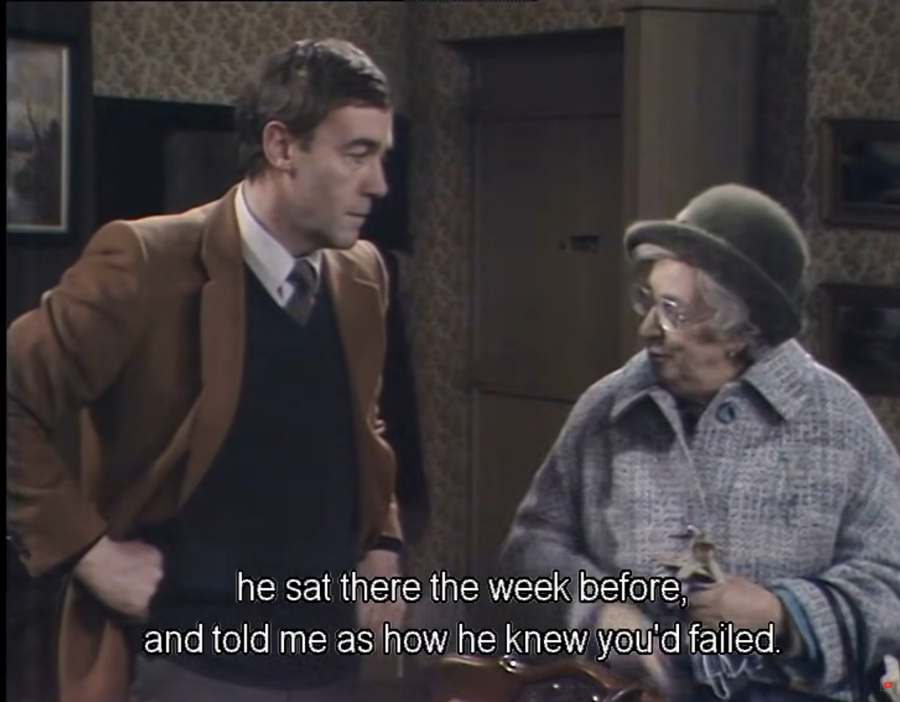 Arianna3076's tweet photo. Peter Guillam and his lovely Gran, Thora Hird. 😊😀💓Michael Jayston, in "Flesh and Blood", wearing exactly the same nice camel jacket as Peter Guillam. 💓 #ThoraHird #MichaelJayston #FleshandBlood #PeterGuillam #TTSS #TinkertailorSoldierSpy #Grandmother #PeterGuillamsGranny https://t.co/vh0kSA2neT