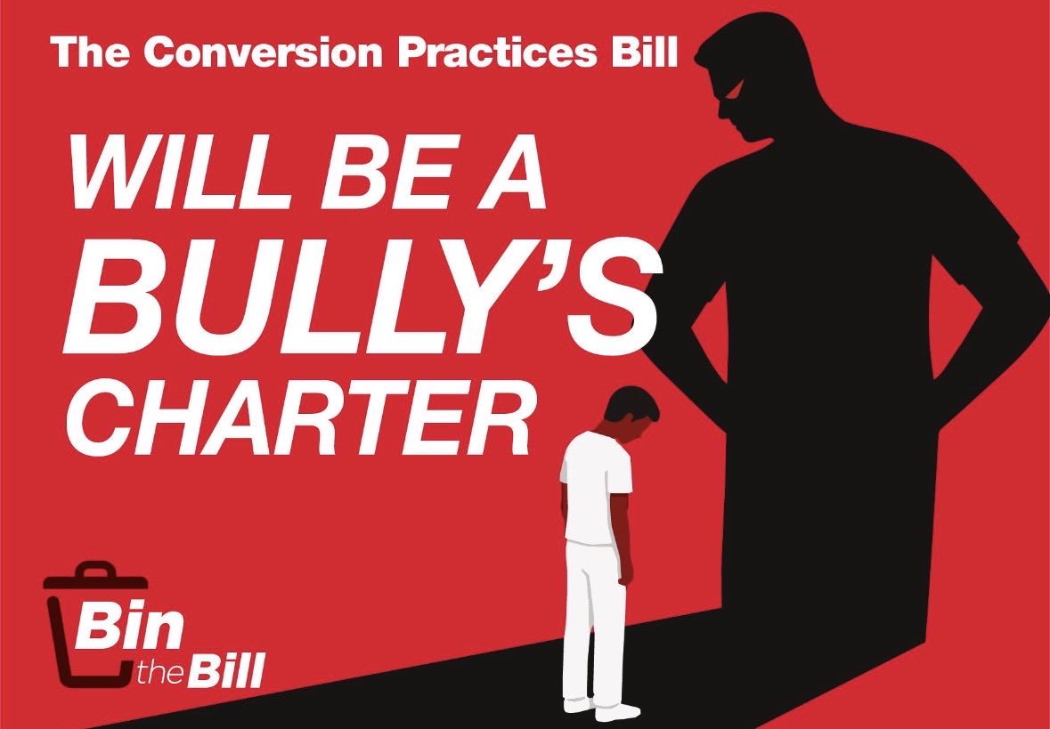BinTheBill_'s tweet photo. If the #ConversionPracticesDraftBill becomes law accusations of ‘transphobia’ could result in 5 years in prison
Councillors will prioritise those who claim to be transgender for fear any disagreement is considered abusive conversion practice
This is not democracy
#BinTheBill https://t.co/pVXo0QF9LI