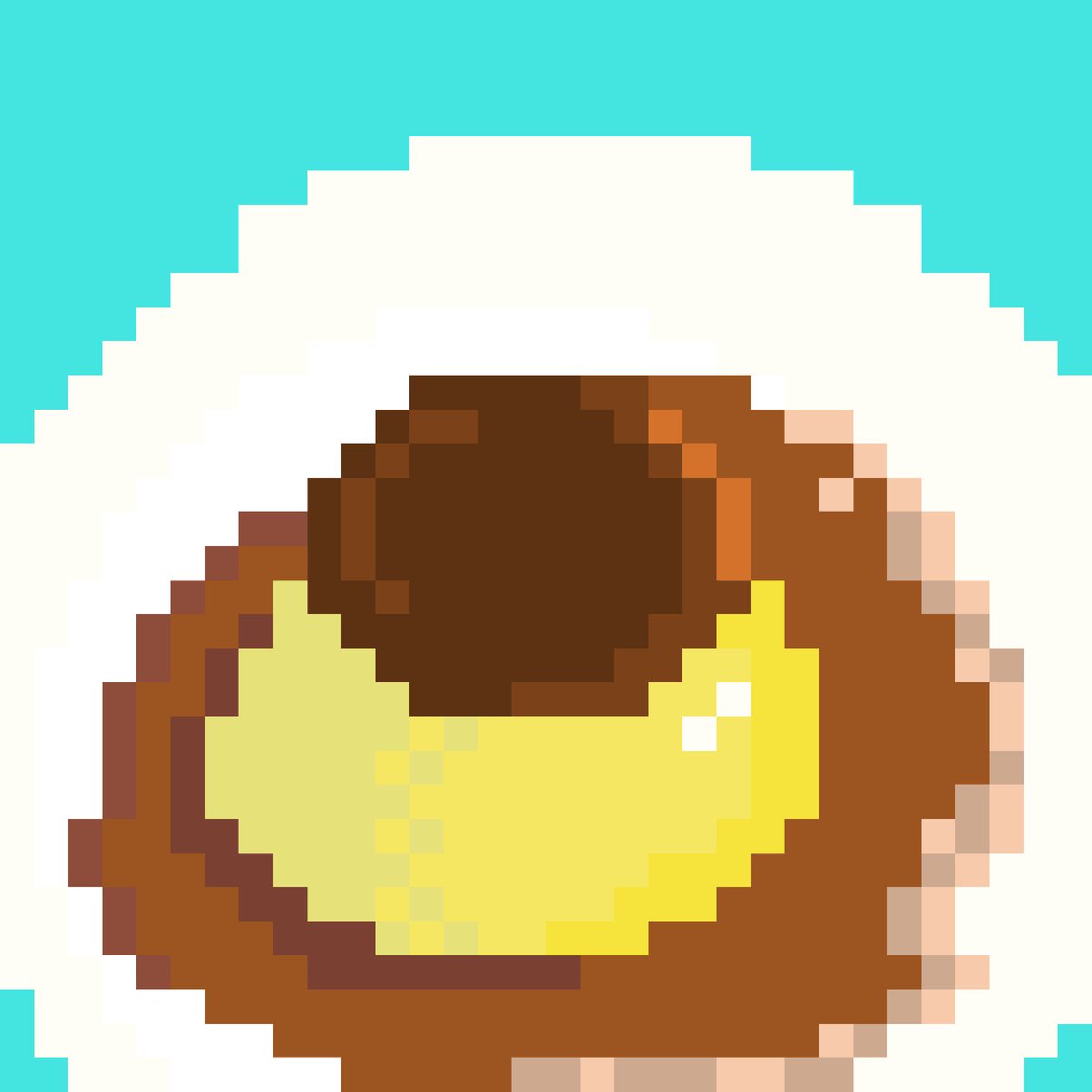 ff0rllnrtn's tweet photo. 【32×32】でプリン。
日にちは違えど構図変えてみたりした。
同じテーマで何度か描いていたら、流石に、流石に多少の上達があればいいなぁと。
客観的にみて上達してるとこあるかな？あるといいなぁ
#ドット絵　#pixelartㅤ https://t.co/nqQ2ddxidn