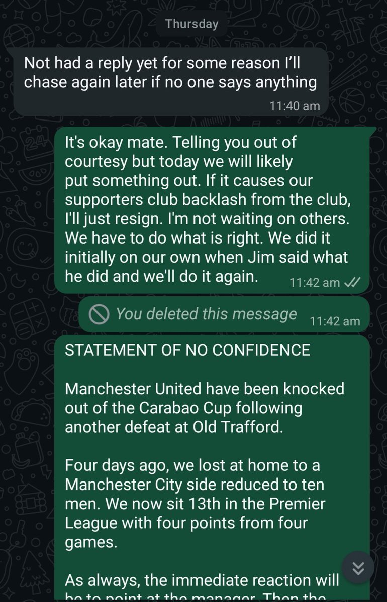 mum_sc's tweet photo. Those that are accusing us of politicising the comments by Sir Jim - as early as Monday last week our chairman @asif_jmahmud reached out to a few fan groups about issuing a joint statement of no confidence. This wasn't about us, it was about all of us doing it collectively. https://t.co/xZ2OI4Aoxh