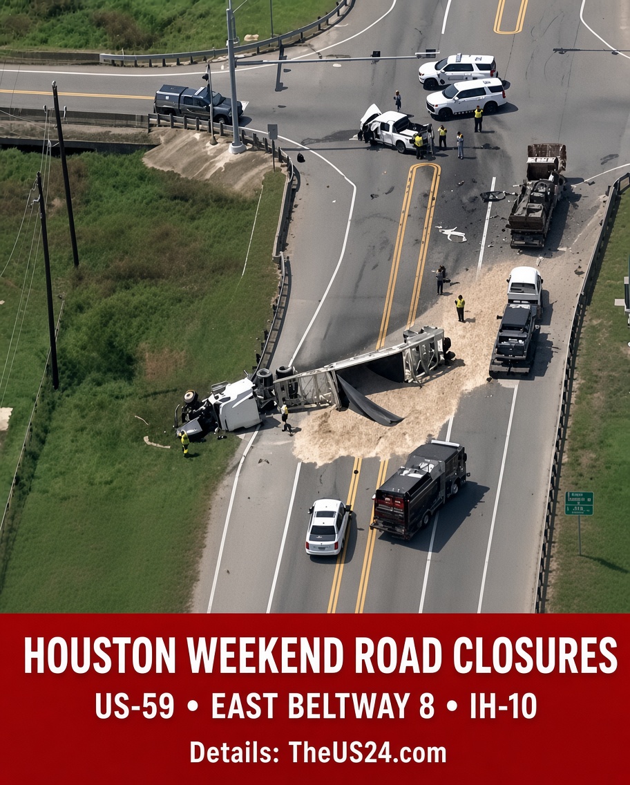 TheUS24News's tweet photo. 🚧 Houston drivers: Several weekend road closures could affect traffic.

• US-59 northbound in Fort Bend County
• East Beltway 8 near SH-225
• Overnight westbound IH-10 lane closures
TxDOT has listed alternate routes for affected drivers.
#Houston #TxDOT #RoadClosures https://t.co/zYgW0gKFPG