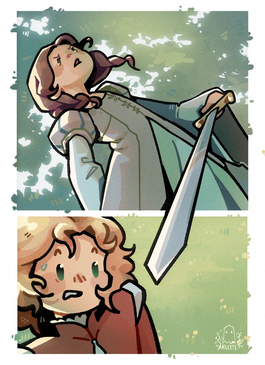 roseowinterfell's tweet photo. #aryaweek2026 | day six: gender, fighting oppression, combating feudal patriarchy
“you leave him alone.” [...] she picked up lion’s tooth where it had fallen, and stood over him, holding the sword with both hands.

commission by naaarts__ https://t.co/HqQpqK70wn