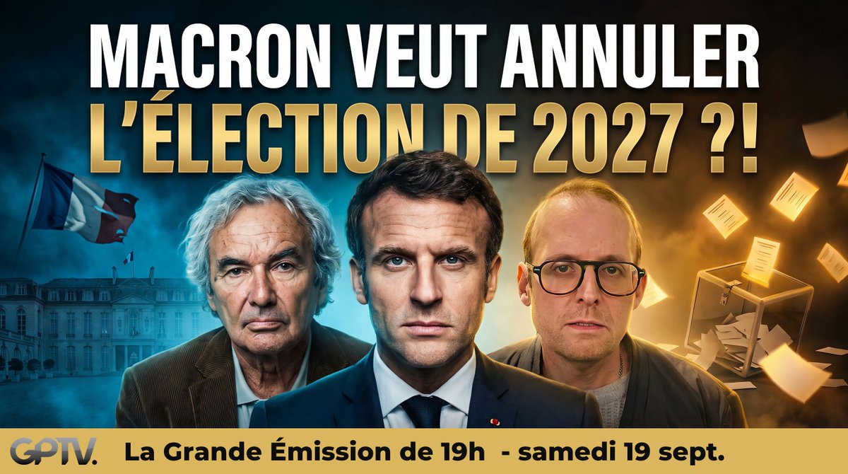 GPTVoff's tweet photo. 🚨 VERS UNE ANNULATION DE L'ÉLECTION PRÉSIDENTIELLE EN 2027 ?

Macron convoque les chefs de partis sous prétexte de crises internationales majeures. Derrière le décorum martial et les rapports de renseignement, une stratégie se dessine. Le pouvoir prépare les esprits à une situation d'exception pour verrouiller le pays.

🌍 L'instrumentalisation du chaos au Proche-Orient et en Ukraine sert de levier pour geler la vie politique française. Cette manœuvre de dépossession vise à assurer la survie d'un système aux abois. Est-on en train d'assister au sabotage prémédité du prochain scrutin au nom d'une prétendue sécurité nationale ?

Pour discuter de ces problématiques, @BOROWSKIMIKE reçoit @MichelFize sur Géopolitique Profonde.

🔗 Lien de l'émission : https://t.co/S53SXBoqI0