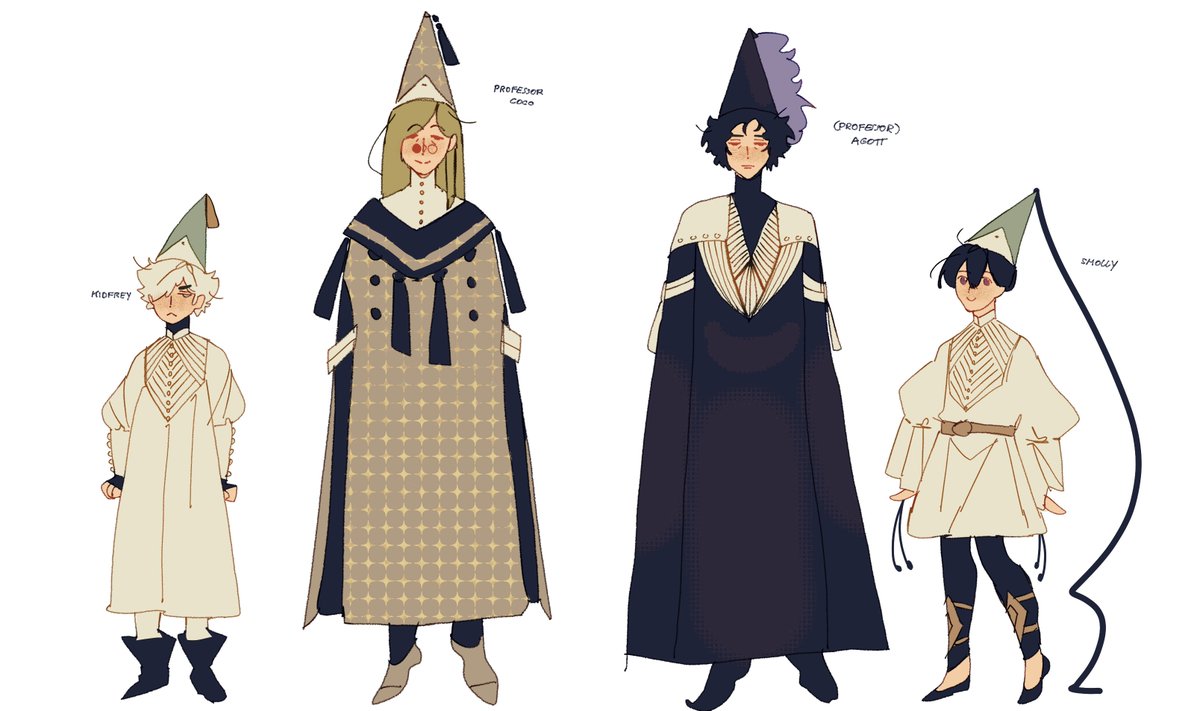 mocha26789's tweet photo. swap au but i give coco and agott qifrey and olly's concept art clothes https://t.co/8XGtHmqBYb