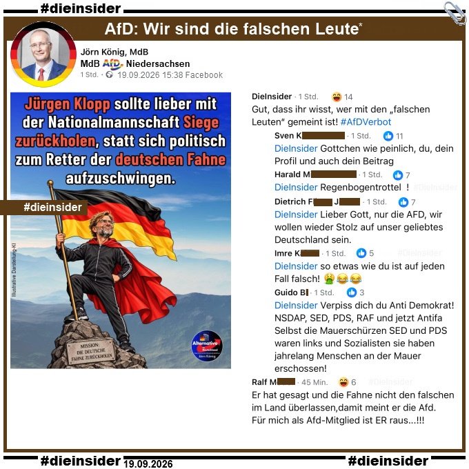 Die_Insider's tweet photo. Bei "falsche Leute" fühlt sich die #AfD angesprochen!* #JürgenKlopp #DFB 🇩🇪

#LautGegenNazis #NiemalsAfD #AfDVerbot
#Antifaschismus #GemeinsamGegenHass #DieInsider📎
 
Das AfD-Pride Logo zum Landes- bzw. Kreisverband und das Datum wird von uns zusätzlich als Info hinzugefügt! https://t.co/bUkqEqLy7B