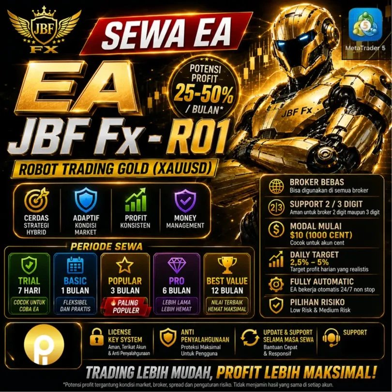 PratamaInovasi's tweet photo. EA JBF Fx- R01, Sewa EA Premium Profitable  mulai dari 99k. Minimal balance min $10 (1000 cent), potensi profit > 40% /bulan. Hubungi: 087720193152 #robottrading #ea #expertadvisor #sewaea #sewarobottrading #forex #profit #eajbffx #pratamainovasindonetwork https://t.co/fBMMN8rfpr